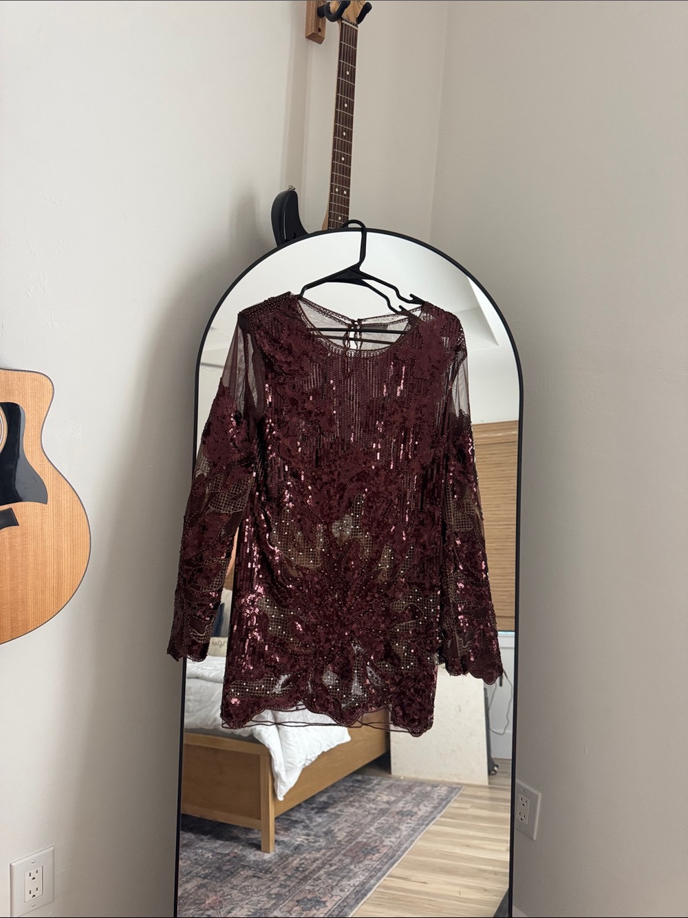 12th Tribe Burgundy Sequin Long Sleeve Tunic